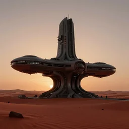 futuristic space station in the red desert 3 d concept art, cinematic lighting, bladerunner scene, intricate details, building by zaha hadid, pastel orange sunset, emissary space by arthur haas and bruce pennington and john schoenherr, cinematic matte painting, dark moody monochrome colors, trending on artstation, featured on behance