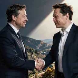 Elon Musk shakes hands with Zuck