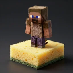 realistic fuzzy, hairy minecraft enderman on a planet made out of sponge, thomas cole