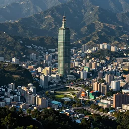 fractal Taiwan dream dense city, roads, highways and rural mountainous countryside