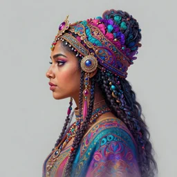 side - profile painted portrait, maya ali as a storm sorcerer, fantastically gaudy colors, octane render, aion, matte painting concept art, official fanart behance hd artstation by jesper ejsing, by rhads and makoto shinkai and lois van baarle and ilya kuvshinov and rossdraws
