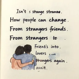 Isn't it strange How people can change From strangers to friends Friends into lovers And strangers again