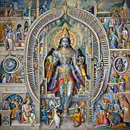 the epic scene from Hindu heaven in Ayodhya from Ramayan, by Canaletto, By Salvador Dali, by Bruce Pennington, by Ambrosius Benson, by Paul Lehr, masterpiece, oil on canvas, trending on artstation, top on pixiv, cinematic composition, dramatic scene, beautiful lighting, sharp, high details, astrophotography, no frames, 8K