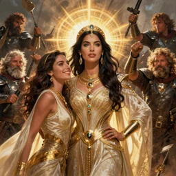 epic portrait of megan fox and lynn collins as dejah thoris princess of mars from john carter just after winning the battle, dnd, fantasy, lorenzo mastroianni, stanley artgerm, wojtek fus, frank frazetta