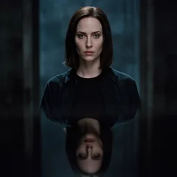 cinematic still of Karen Gillan in The Matrix (1999), XF IQ4, f/1.4, ISO 200, 1/160s, 8K, RAW, dramatic lighting, symmetrical balance, in-frame