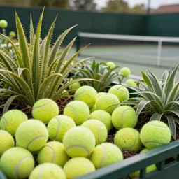 garden of tennis ball plants