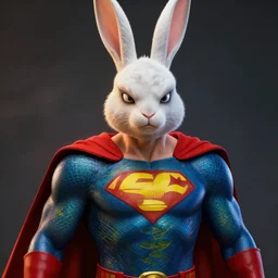 angry man with rabbit head and fish body superhero man, hyper detailed, digital art, trending in artstation, cinematic lighting, studio quality, smooth render, unreal engine 5 rendered, octane rendered, art style by klimt and nixeu and ian sprigger and wlop and krenz cushart.