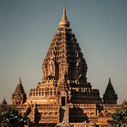 a massive temple on the horizon. grainy.