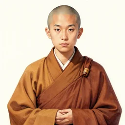 smooth detailed colored ink illustration of monk in monk clothes, artstation, smooth, sharp focus, clean shaped illustration, style tim buron