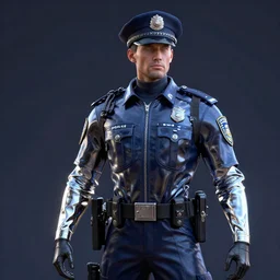police, 8 k uhd, unreal engine, reflected chrome octane render in the artstyle of greg rutkowski