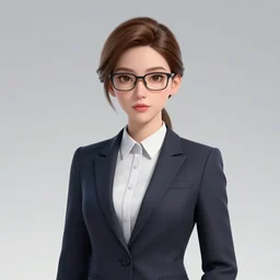 female lawyer in business suit, light brown neat hair, trending on artstation, portrait, digital art, modern, sleek, highly detailed, formal, serious, determined, lawyer, colorized, smooth, charming, pretty, glasses