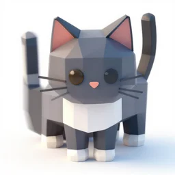 low poly render of a cat on a white background isometric 3D Utra HD