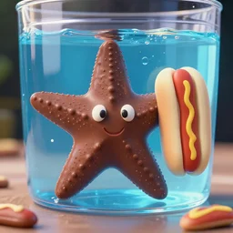 chocolate starfish and the hotdog flavored water, style of courage the cowardly dog, high quality, 4 k, ultra detailed