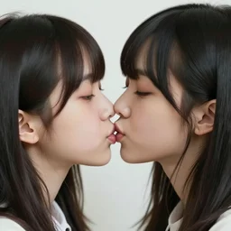 portrait Anime of two girls kissing cute-fine-face, pretty face, realistic shaded Perfect face, fine details. Anime. realistic shaded lighting by Ilya Kuvshinov Giuseppe Dangelico Pino and Michael Garmash and Rob Rey