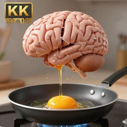 a brain being cracked like an egg into a frying pan realistic cinematic 3 5 mm hdr 8 k