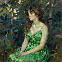 eva green oil painting in style of aubrey beardsley