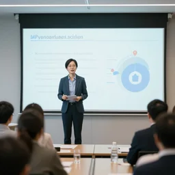 photo of a management consultant making a powerpoint presentation
