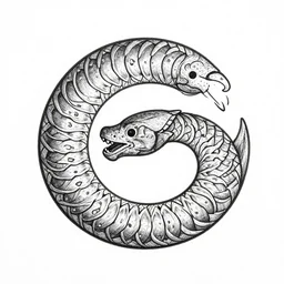 a black and white ouroboros drawing