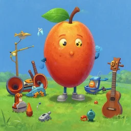 game asset of the sims strange fruit, in gouache detailed paintings, props, style of shaun tan, 2 d sprites, kitbash, knolling