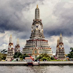 temple in a watercolor style