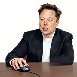 elon musk with a dummy in his mouse drawing