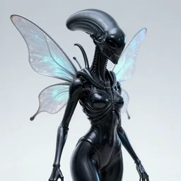 a shiny black alien xenomorph fairy princess by senior concept artist josephine wall, high resolution, trending on artstation