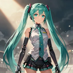 cyberpunk Hatsune Miku cyborg, trending on pixiv