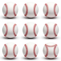 a 3 by 3 array of images featuring different baseballs