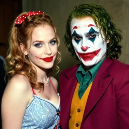 pamela anderson with joker makeup, pin-up