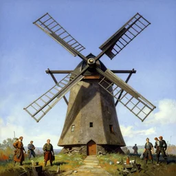 medieval windmill on a field by stanley artgerm lau, wlop, rossdraws, frank frazetta, andrei riabovitchev, marc simonetti, tranding on artstation