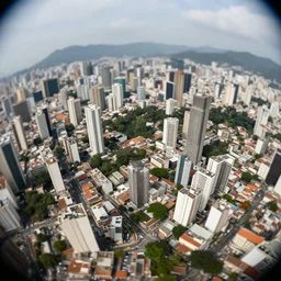 award winning overhead view photo of the city of sao paulo, tilt shift photography, fish - eye lens