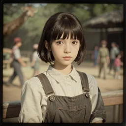 a daguerrotype 3 d render film animation still daguerrotype portrait of a 1 9 5 0's zoo keeper girl, finely detailed features, sun light, at a busy zoo, gapmoe yandere grimdark, trending on pixiv fanbox, painted by greg rutkowski makoto shinkai takashi takeuchi studio ghibli, akihiko yoshida, pixar 3 d, renderman
