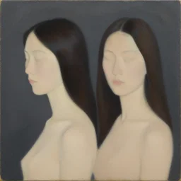 sisters, gorgeous painting, minimalism, oil on canvas, dean cornwell