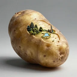 hyper detailed architectural drawing of a potato