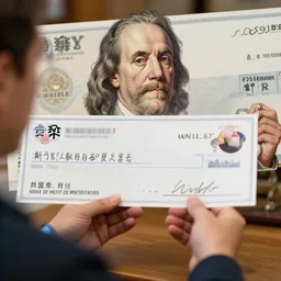a man receiving a comically large check, sharp focus, award - winning, masterpiece, extremely detailed, intricate, realistic