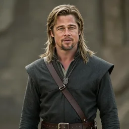 promotional image of Brad Pitt as Legolas in Lord of the Rings, realistic, detailed face, movie still frame, promotional image, imax 70 mm footage