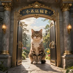 The gate to the eternal kingdom of cats, fantasy, digital art, HD, detailed.