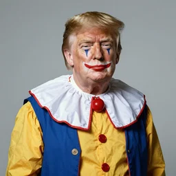 a portrait by Leonardo Da Vinci of donald trump wearing a clown costume