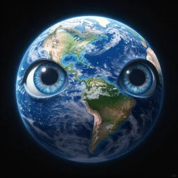 A fourth dimensional lifeform seeing Earth from his eyes, award winning