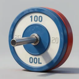 concept art of a weight lifting iron plate of 1 0 0 lbs blue, white and red, octane render, digital painting, artstation, concept art, smooth, sharp foccus ilustration hq