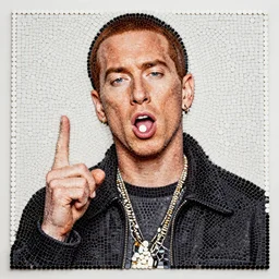 mosaic of eminem made with pills, high quality, award winning