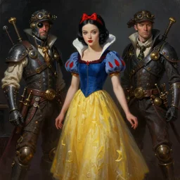 snow white, steampunk, oil painting, darkness, paint texture, digital painting, highly detailed, artstation, sharp focus, illustration, concept art, ruan jia, charlie bowater, tom bagshaw, norman rockwell