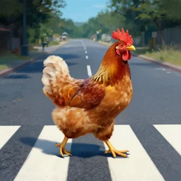 artist depiction of the infamous chicken crossing a road, digital painting, masterpiece, gorgeous, beautiful, 4k wallpaper