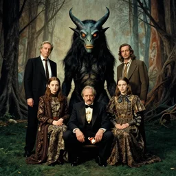 the family worships a strange creature, film still from the movie directed by denis villeneuve and david cronenberg with art direction by salvador dali and zdzisław beksinski