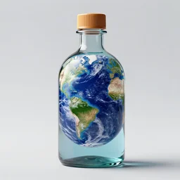 octane render of  a bottle containing liquid earth