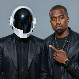 A painting of Daft Punk and Kanye West