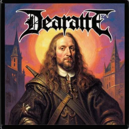 a colorful death metal album cover in the style of rembrandt