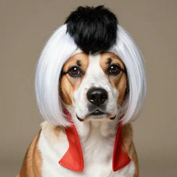 dog on elvis wig