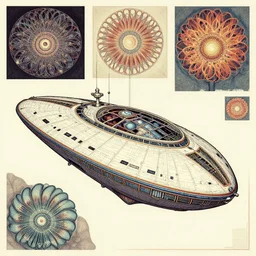 Spaceship, art deco design, by Mandy Jurgens and Warhol, Ernst Haeckel, James Jean, artstation, concept art