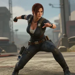 dana scully in stret fighter v ( 2 0 1 7 ), dynamic pose, official media, ps 4 in - game cinematic, 5 k